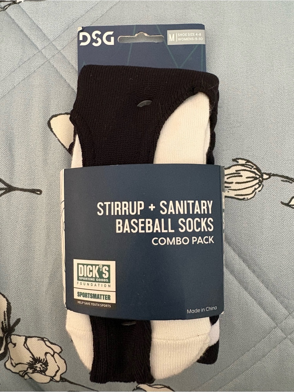 DSG Black and White Stirrup + Sanitary Baseball Socks Combo